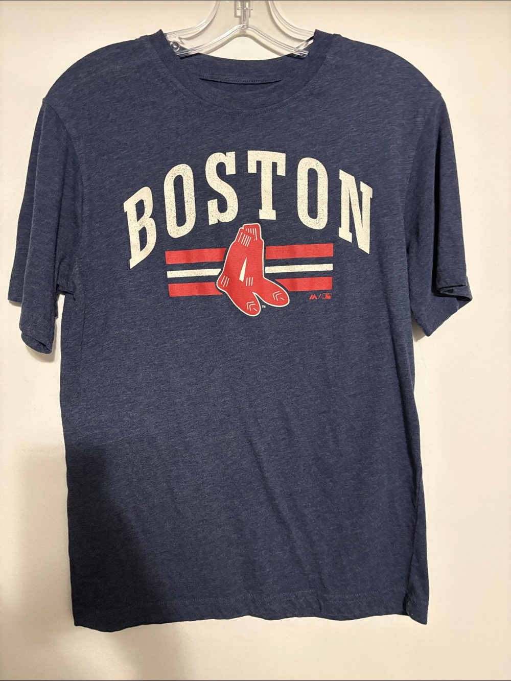 Majestic Boston Navy Short Sleeve Tee with Red Socks Graphic